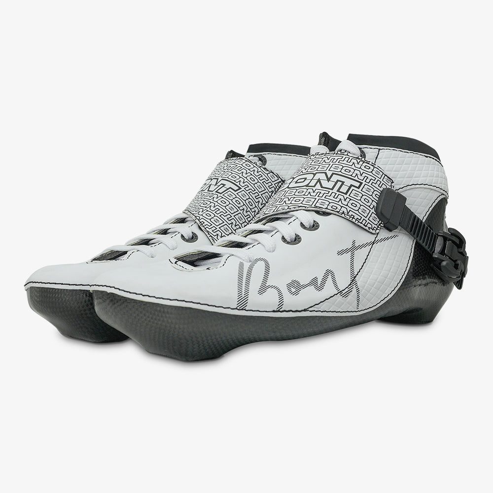 white-Bont Eclipse boot in use during inline speed skating