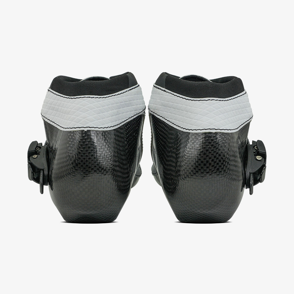 white-Detail shot of the narrow cuff construction and ankle contour
