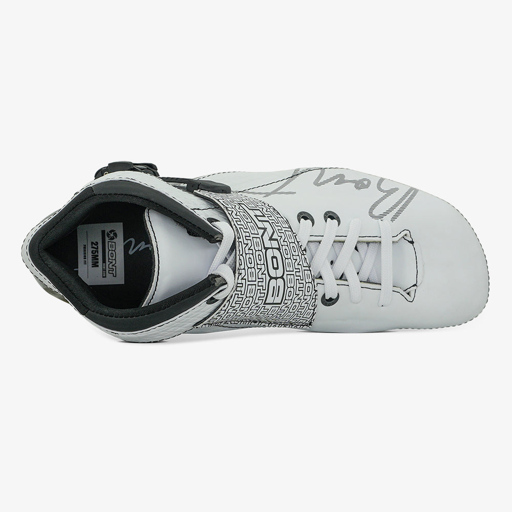 white-Top-down view of the Eclipse boot showing fit and lacing