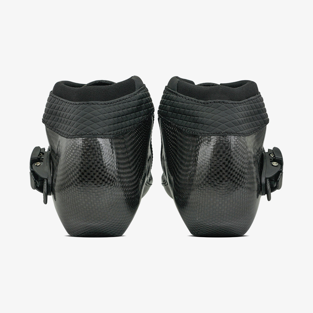 black-Detail shot of the narrow cuff construction and ankle contour