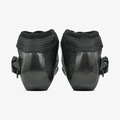 black-Detail shot of the narrow cuff construction and ankle contour