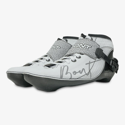 white-Bont Eclipse boot in use during inline speed skating