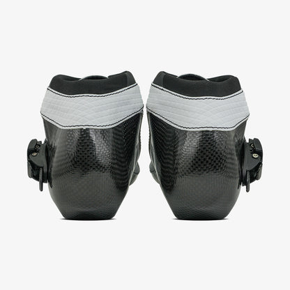 white-Detail shot of the narrow cuff construction and ankle contour