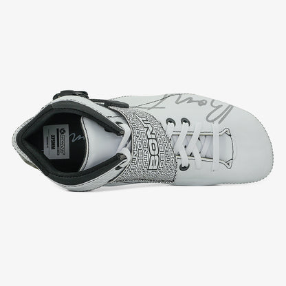white-Top-down view of the Eclipse boot showing fit and lacing