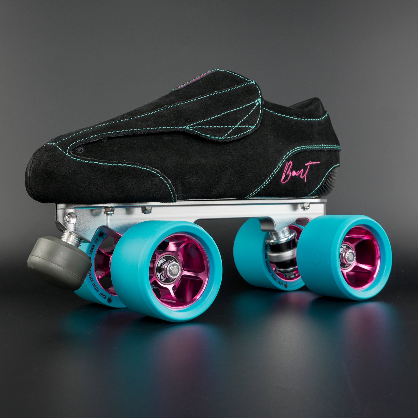 Angle view showing the full skate package and color-matched components