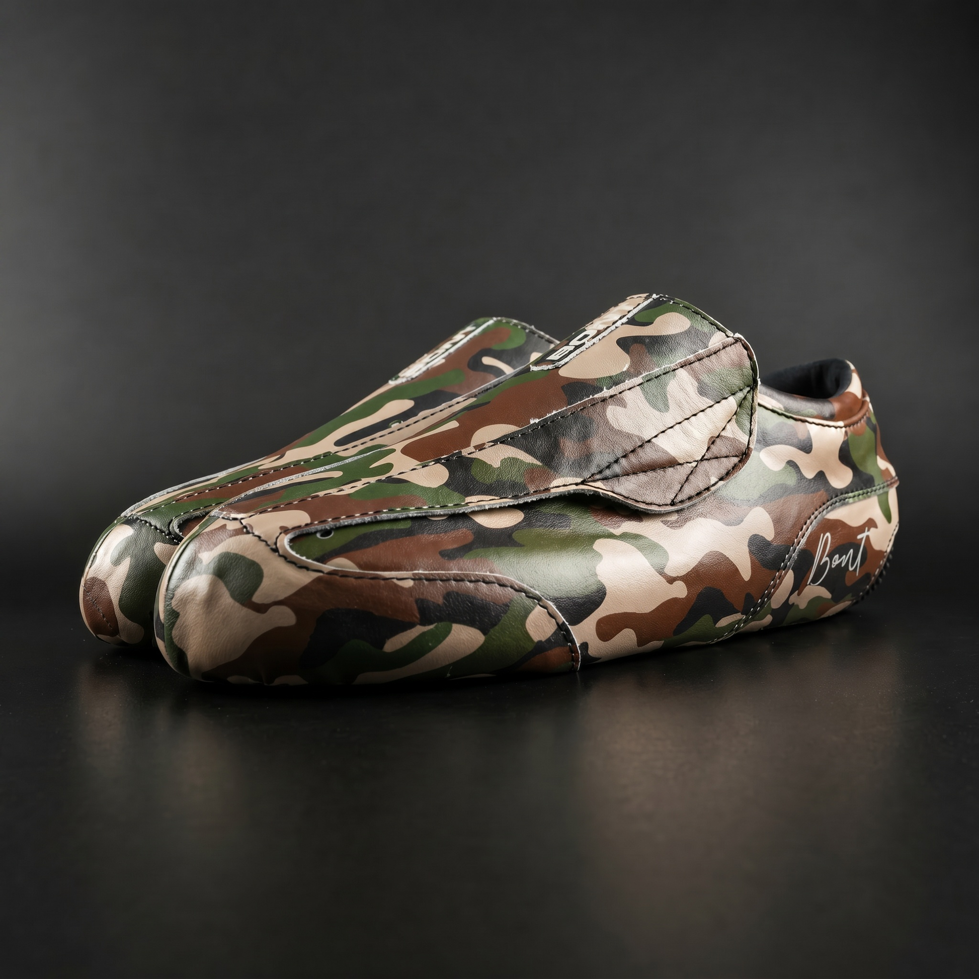 Angled view showing camo contrast