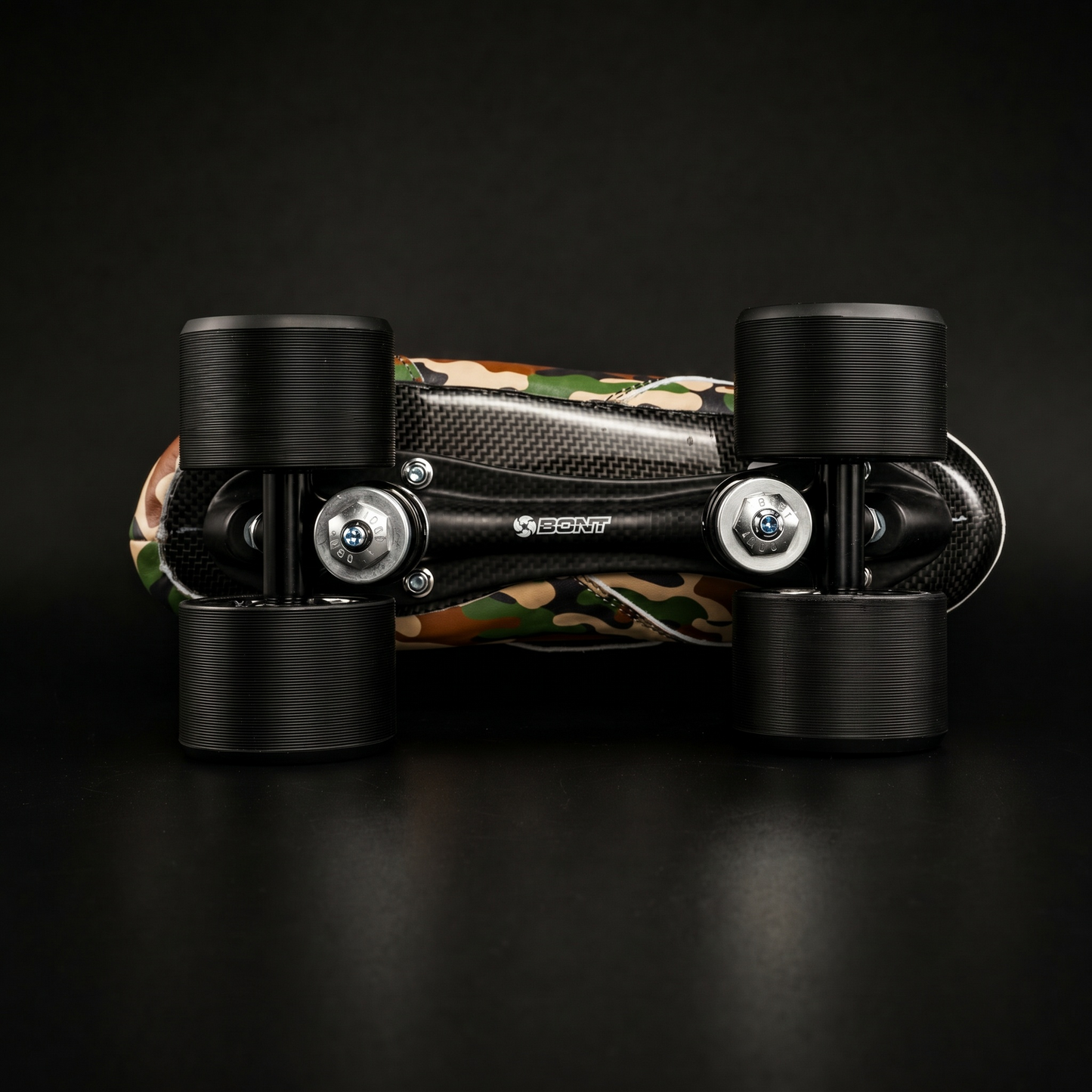 Detail of Ultraglide silver electroplated hub and wheel urethane