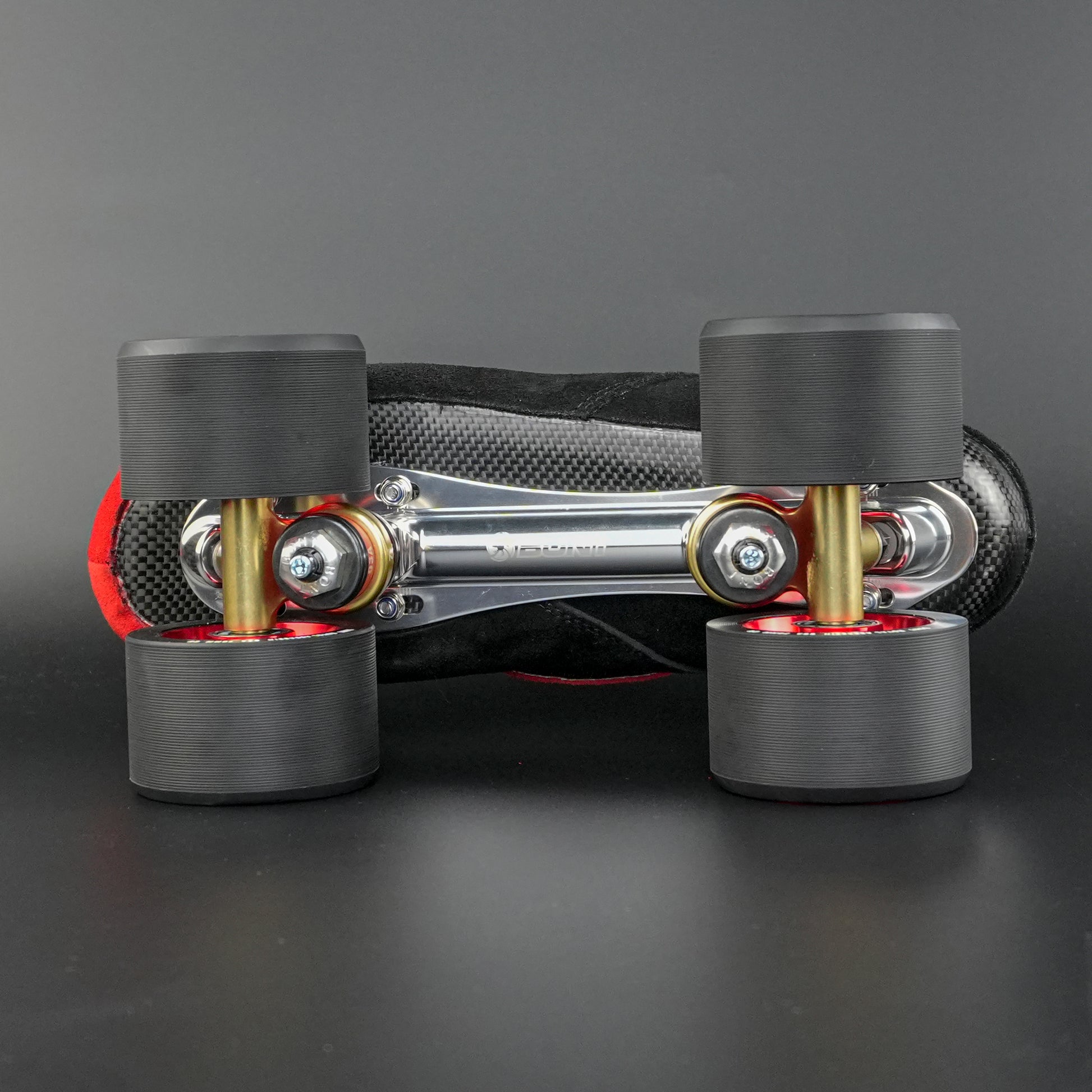 Close-up of the carbon Zeus plate and quick release axles