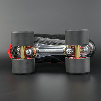 Close-up of the carbon Zeus plate and quick release axles