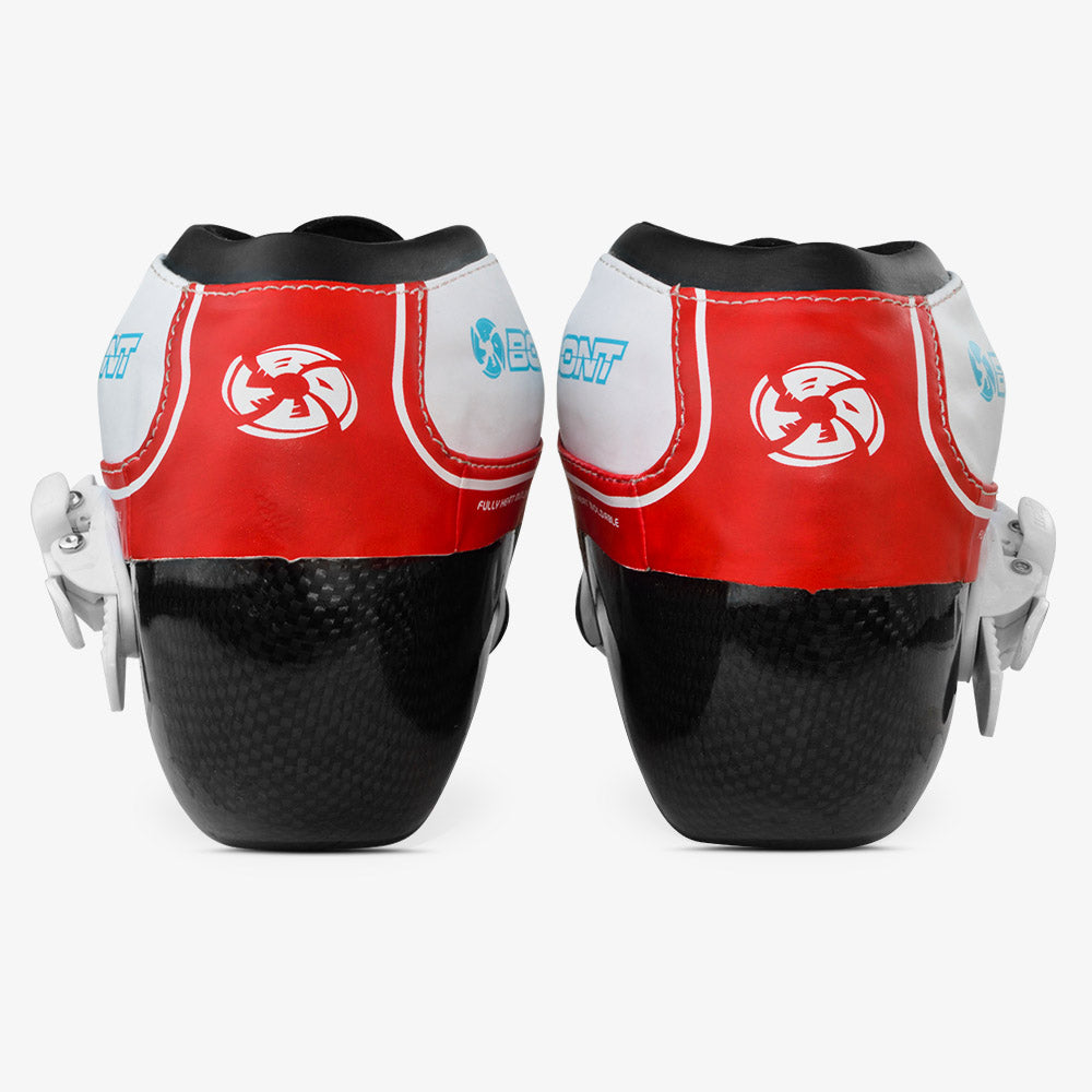 Angle view showing heel cup shape and anti stretch upper construction