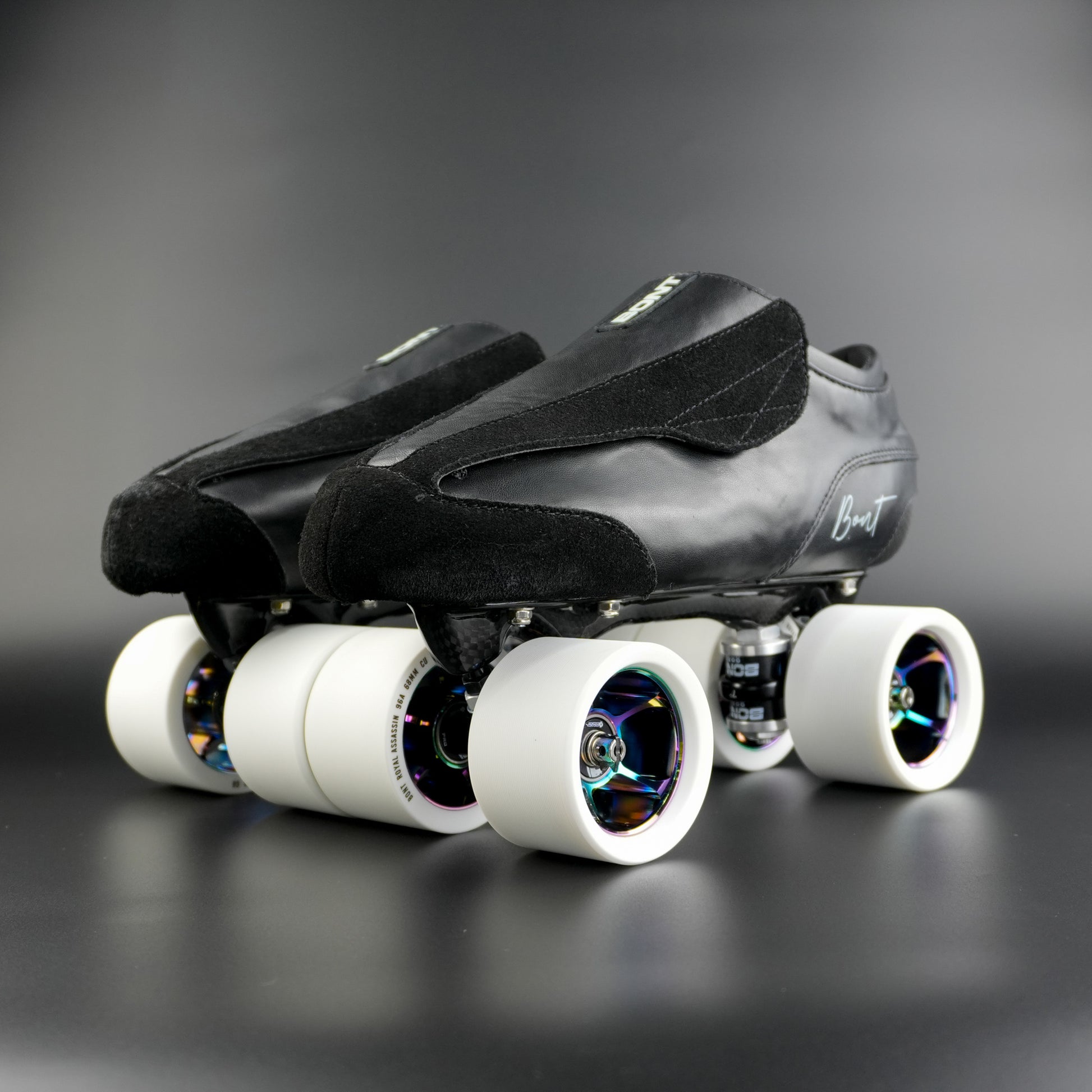 Angle view showing the full skate package and color-matched components