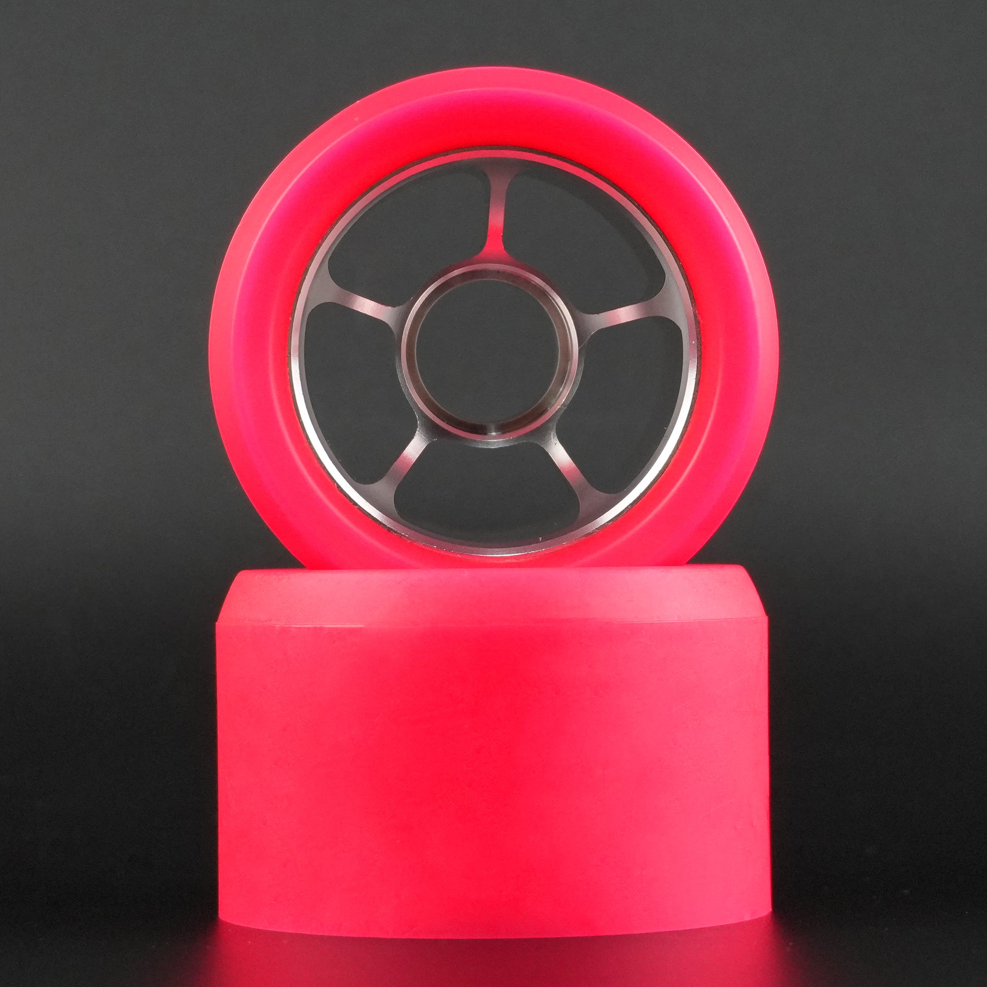 Detail shot highlighting aluminum hub and urethane bond