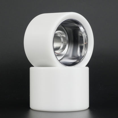 Close-up of the 6061 aluminum hub with electroplated silver finish