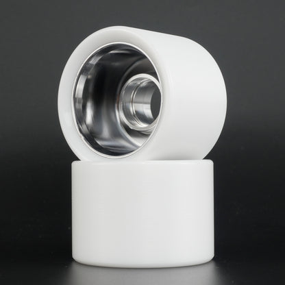 Side view of Ultraglide Indoor Roller Skate Wheel showing polished silver hub