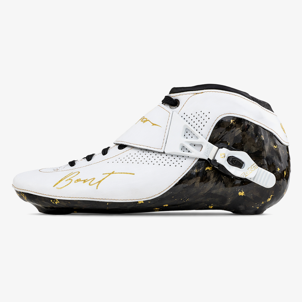 Side view of Vaypor inline speed skate boot showing carbon base and narrow profile