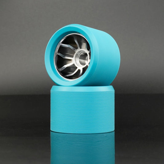 Bont-Nio-3 roller skate wheels 63x44mm in teal and silver, 96A hardness